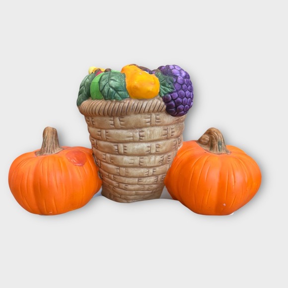 Partylite Fall Harvest Ceramic Cornucopia Taper Candle Holders Thanksgiving - Picture 4 of 11
